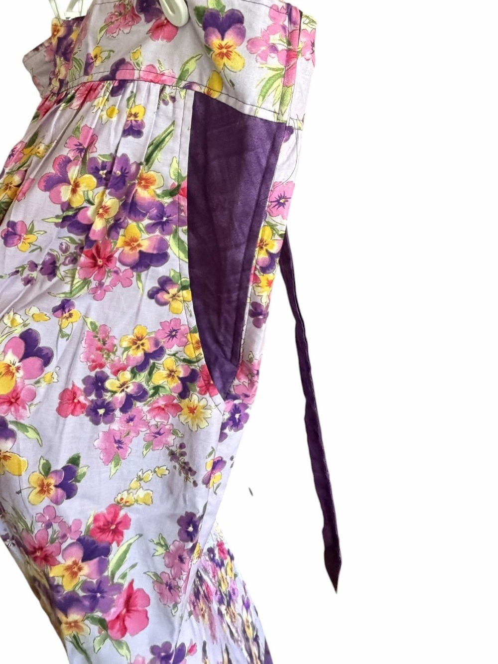 Dee’s Designs High Waist Wide Leg Capris Floral Violets Cottagecore Handmade - Picture 4 of 5